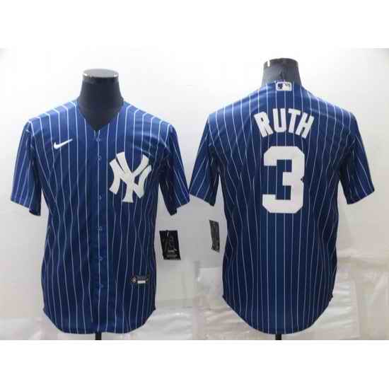 Men New York Yankees 3 Babe Ruth Navy Cool Base Stitched Jerse